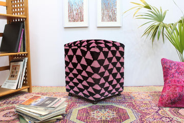 handmade  Ottoman Black Pink HandmadeRECTANGLE 100% WOOL area rug